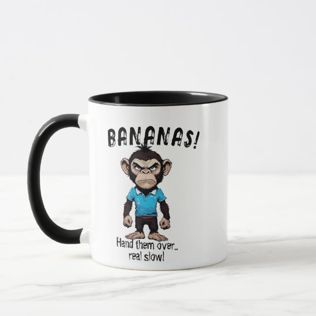 Superskoj Banana Hold-up Funny Ape Monkey Graphic Mugg (Vänster)