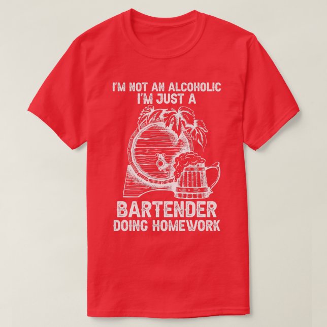 Superskoj Bartender Alcohol Servitör Doing Homwork T Shirt (Design framsida)