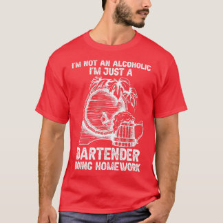 Superskoj Bartender Alcohol Servitör Doing Homwork T Shirt