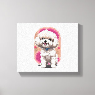 Superskoj Bichon Frise Breed Flowers Sticker Canvastryck
