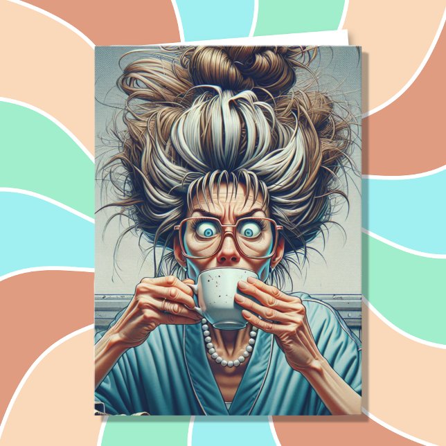 Superskoj Dam med Messy Bun och kaffe Kort (Skapare uppladdad)