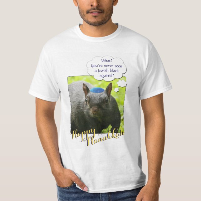Superskoj Jewish Black Squirrel Wearing Yarmulke T-shirt (Framsida)