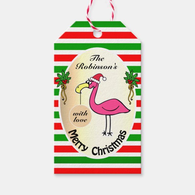 Superskoj Julafton Flamingo Anpassningsbar till oc Presentetikett (Framsidan)