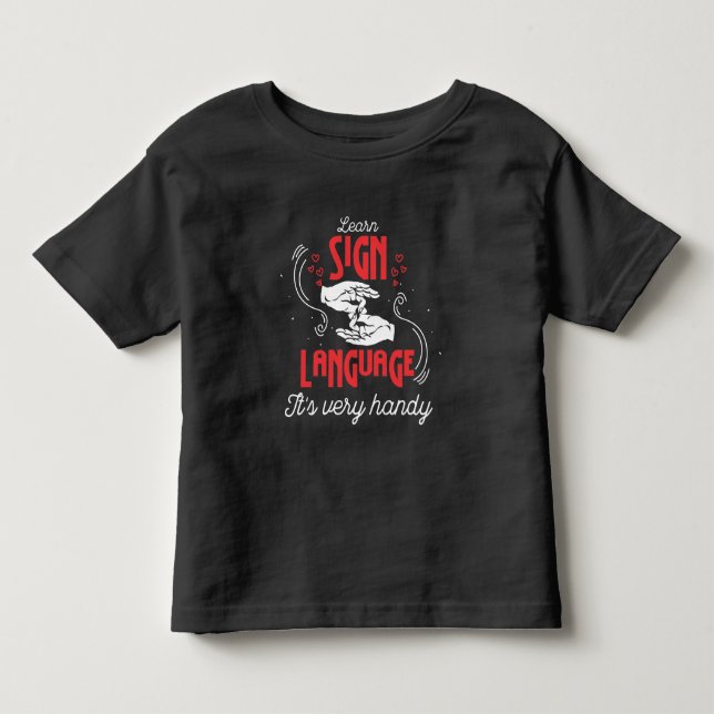 Superskoj Lär dig amerikanska teckenspråk Humor T Shirt (Framsida)