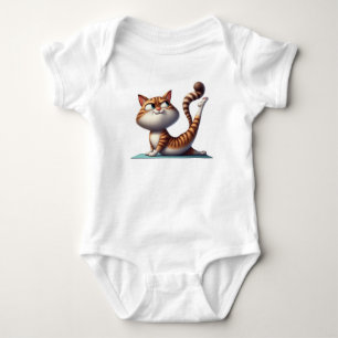 Superskoj lilla yoga-katt t shirt
