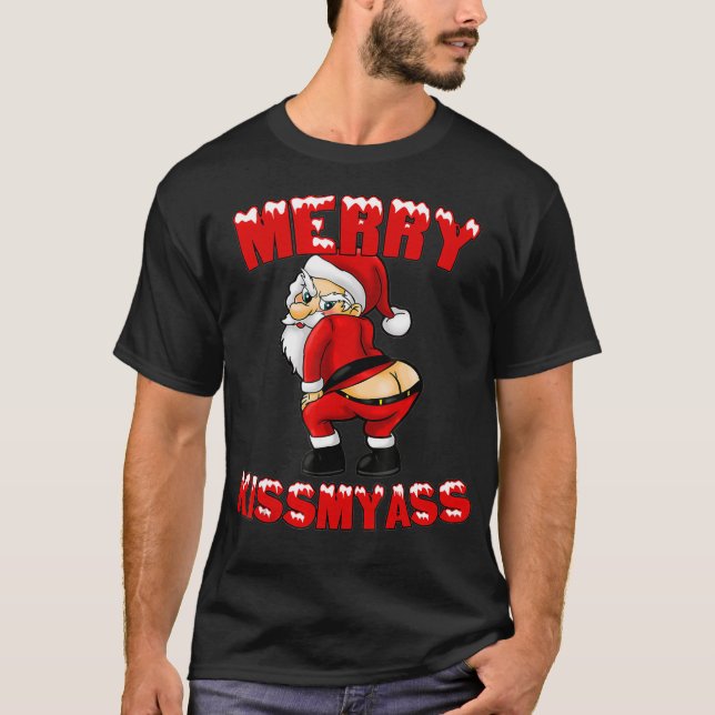 Superskoj Merry Kissmyass Jultomten T Shirt (Framsida)