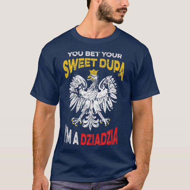 Superskoj Polsk morfar-offert Dziadzia T Shirt (Framsida)