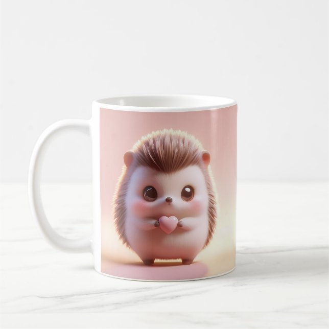 Superskoj Valentine Hedgehog 3D look Front & Back Kaffemugg (Vänster)