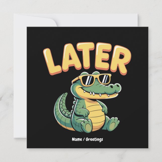 Superskojet Alligator Pun Design Inbjudningar (Framsida)