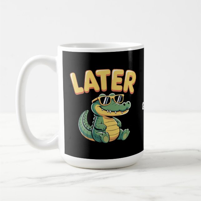 Superskojet Alligator Pun Design Kaffemugg (Vänster)