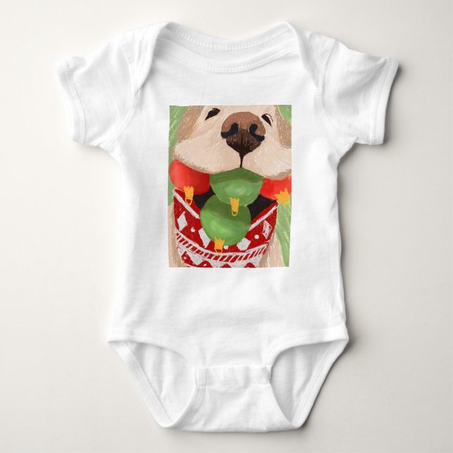 Superskojet Golden Retriever jul Bollar Mouth T Shirt (Framsida)