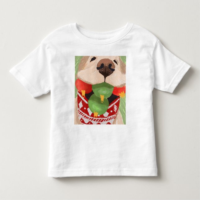 Superskojet Golden Retriever jul Bollar Mouth T Shirt (Framsida)