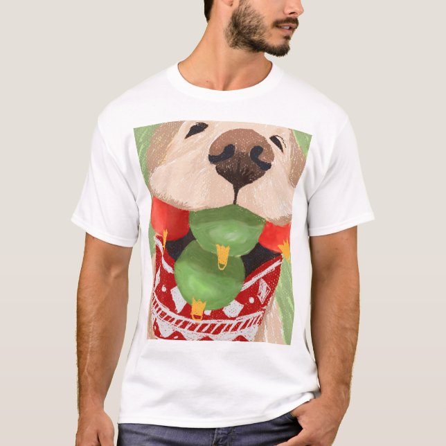 Superskojet Golden Retriever jul Bollar Mouth T Shirt (Framsida)