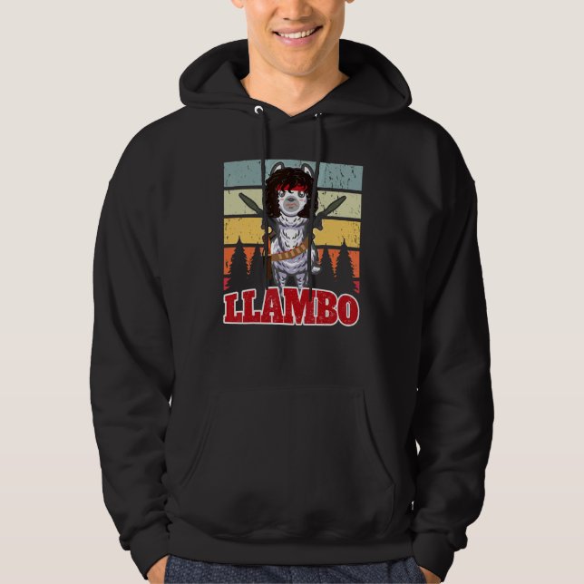 Superskojet Llambo Militär Llama Commando Present Hoodie (Framsida)