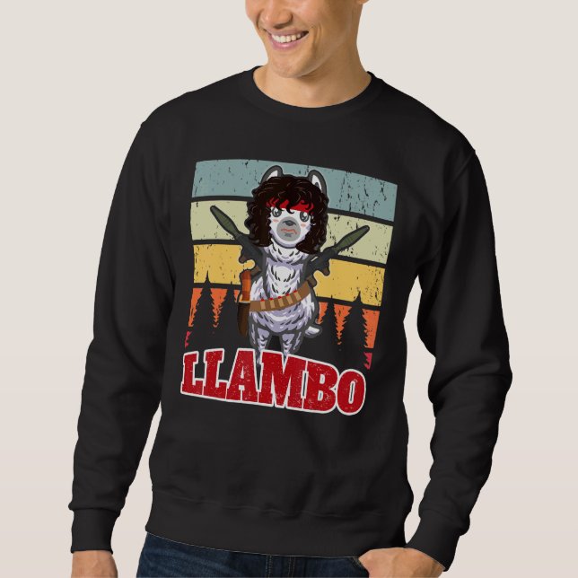 Superskojet Llambo Militär Llama Commando Present Lång Ärmad Tröja (Framsida)