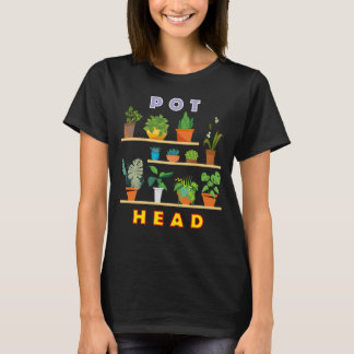 Superskojet Pot Head Succulent i Älskare Gardener T Shirt