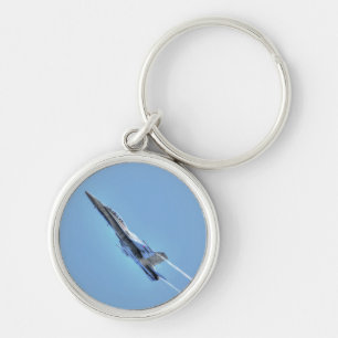 Supersonic Airforce Jet-Fighter Designer Gift Rund Silverfärgad Nyckelring