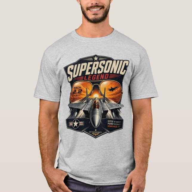 Supersoniska Legend Mach 2.2 Jaktflygplan  T Shirt (Framsida)