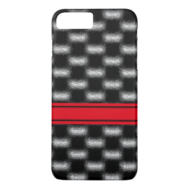 Supersöt svart vit röd mönster chic Case-Mate iPhone skal (Baksida)