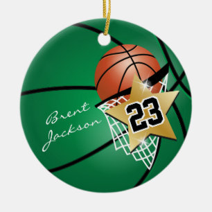 Superstar Autograph Basketball - Mörk grönt Julgransprydnad Keramik