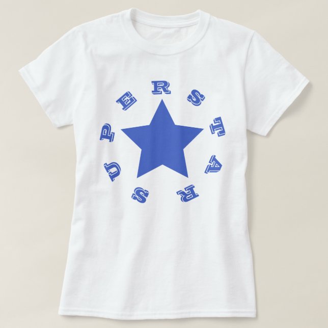 SUPERSTAR | Blåstjärniga T-Shirt-stjärnorna för kv Tee (Design framsida)