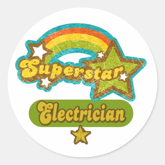 Superstar Electrician Runt Klistermärke (Framsida)