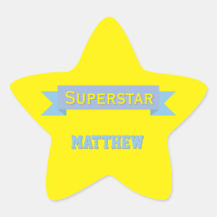 Superstar med eget namn stjärnformat klistermärke