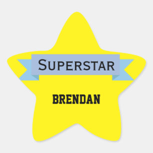 Superstar med Namn Stjärnformat Klistermärke