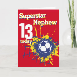 Superstar Nephew 13: e födelsedag fotbollssport rö Kort