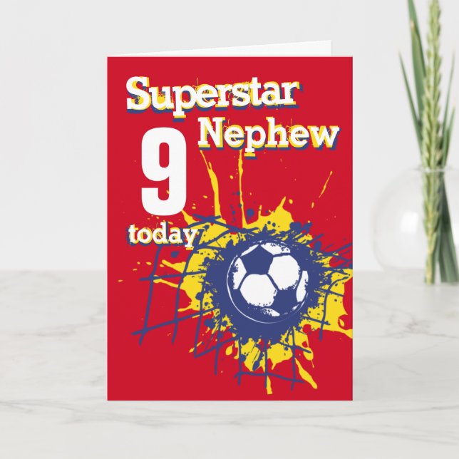 Superstar Nephew 9-årsdagen fotbollssport röd Kort (Framsida)