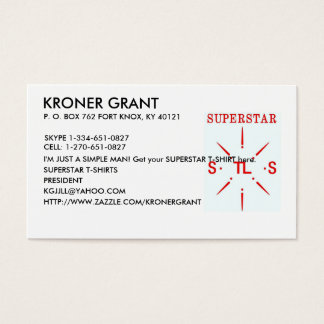 SUPERSTAR PROMOTIONS. VISITKORT