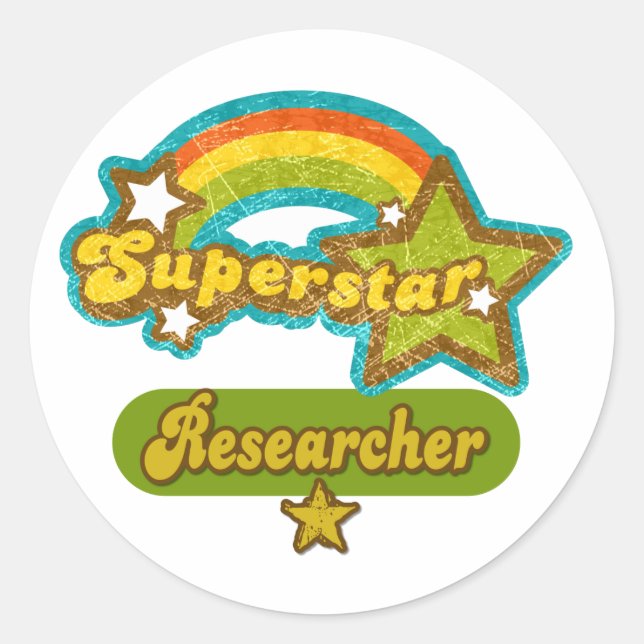 Superstar Researcher Runt Klistermärke (Framsida)