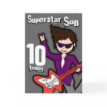 Superstar Son 10-årsdag grått Red Boy Card