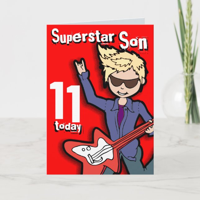 Superstar Son 11-årsdag, rött blondinskt visitkort Kort (Framsida)