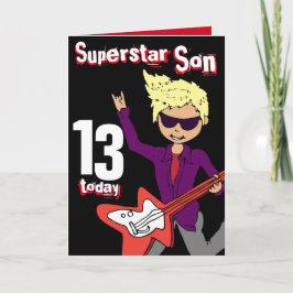 Superstar Son, 13-årsdag, rött blondinskt hårkort Kort