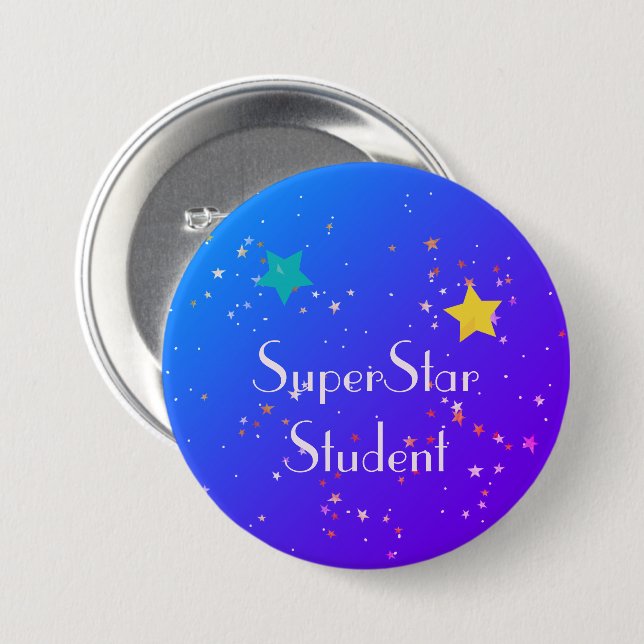 SuperStar Student med stjärnor Knapp (Framsida & baksida)