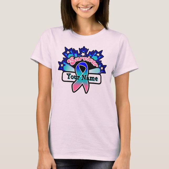 Superstar Survivor Anpassat namn Thyroid Cancer T Shirt (Framsida)