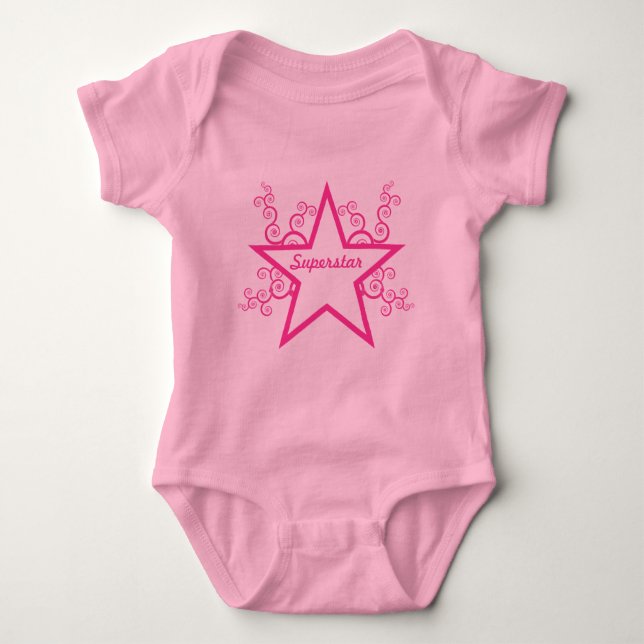 Superstar Swirls Baby Tee, Bright Rosa Tee (Framsida)