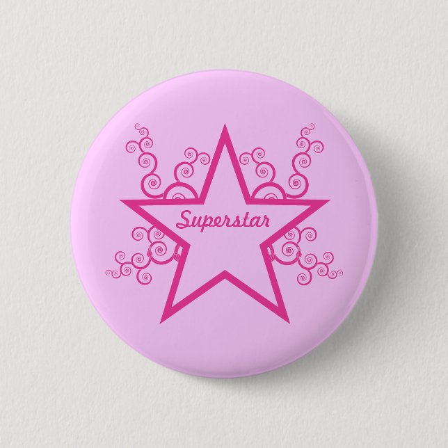 Superstar Swirls Button, Bright Rosa Knapp (Framsida)