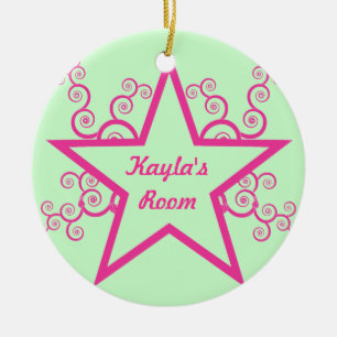 Superstar Swirls Doorhanger Ornament, Rosa Julgransprydnad Keramik