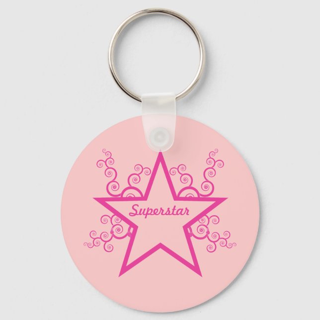 Superstar Swirls Keychain, Bright Rosa Nyckelring (Framsida)