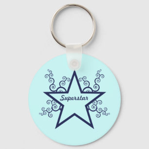 Superstar Swirls Keychain, Mörk blått Nyckelring