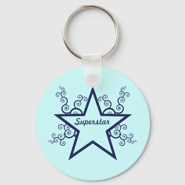 Superstar Swirls Keychain, Mörk blått Nyckelring (Framsida)