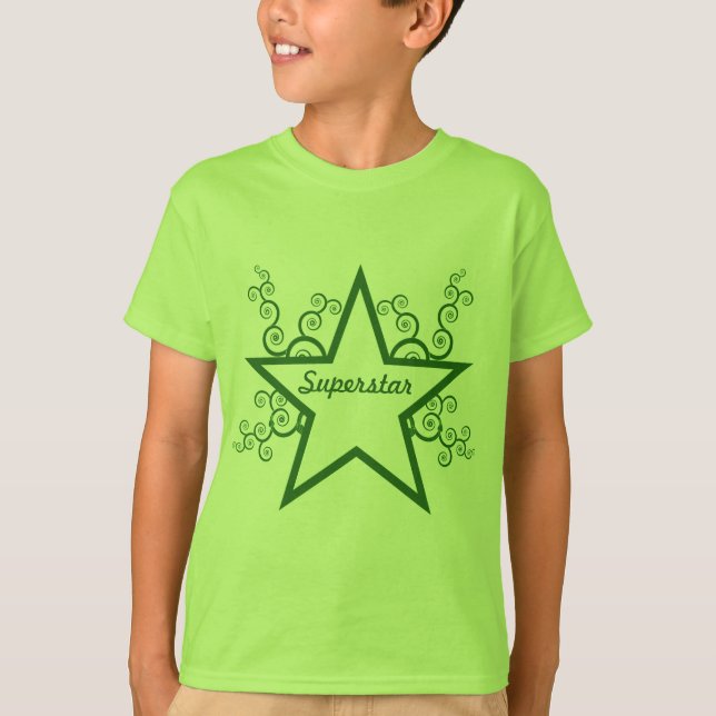 Superstar Swirls Kids Shirt, Forest Grönt Tee (Framsida)