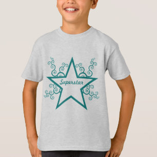 Superstar Swirls Kids Shirt, Teal Tröja