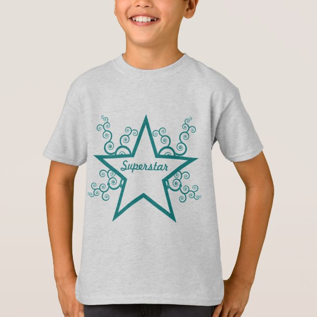 Superstar Swirls Kids Shirt, Teal Tröja (Framsida)