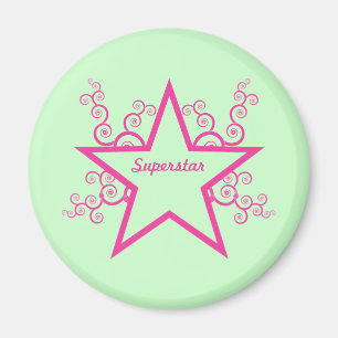 Superstar Swirls Magnet, Bright Rosa Magnet
