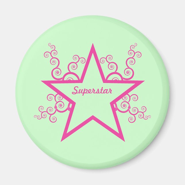 Superstar Swirls Magnet, Bright Rosa Magnet (Framsidan)