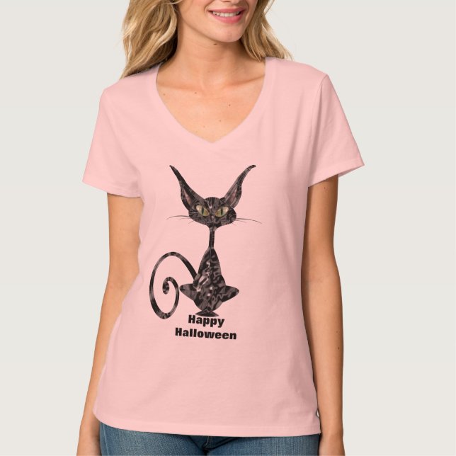 Superstift Black Cat Purrect på Rosa T-shirt (Framsida)