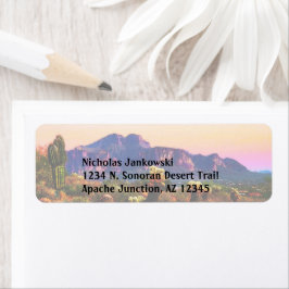 Superstition Mountain Arizona Desert Scenery Returadress Etikett